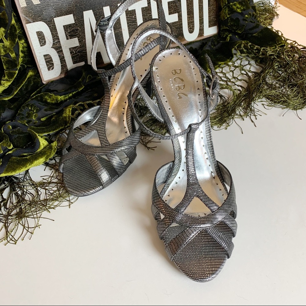 BCBG Paris // Silver Slingback Heels Shoes